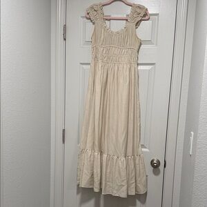 Blu Pepper Cream Ruffle Strap Maxi Dress for Women